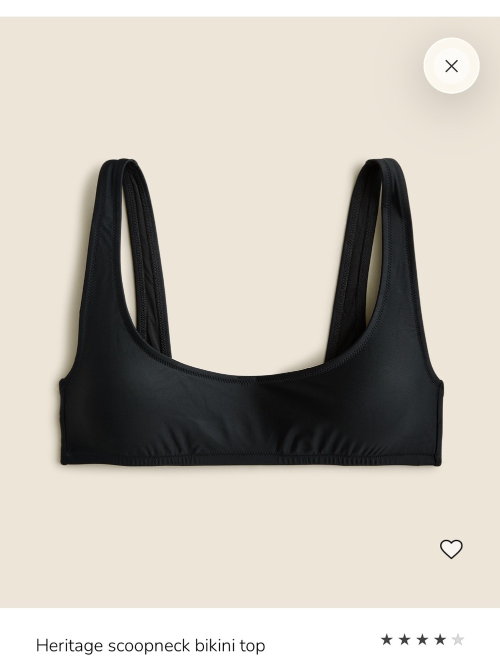 NWT// JCrew //Heritage Scoopneck Bikini Top - Black // M